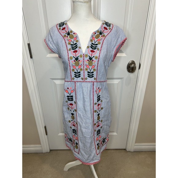 Boden Blue and Pink Embroidered Dress - Picture 1 of 10